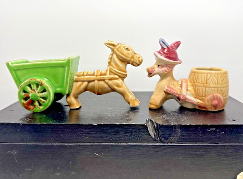 Vintage ceramic donkey and - donkey,