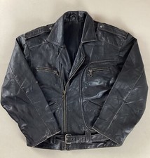 Vintage Leather Biker Jacket Motorcycle Jacket Black Size 48