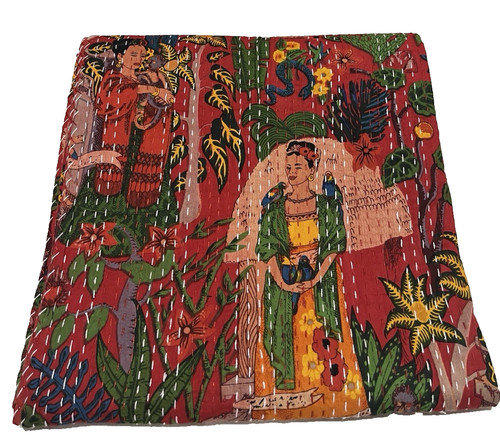 Indian kantha quilt bedspread - kantha,