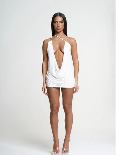 White mini pearl cut - white, dress