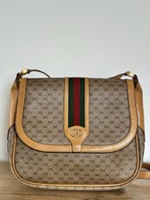 GUCCI Vintage GG Sherry Line, Monogram PVC Leather Shoulder Crossbody Bag Aunthe