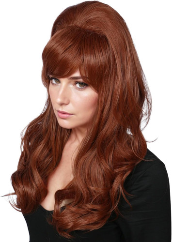 Long wavy auburn copper wig - long,