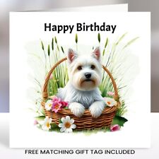 West Highland Terrier Card with Matching Gift Tag/ Westie, Westie Dog, Small