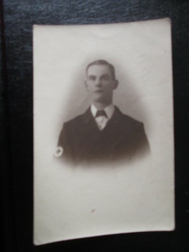 Postcard man red cross - postcard,