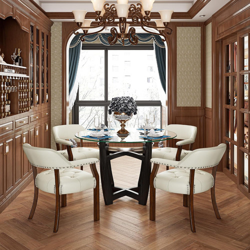 Glass dining table - table, chairs