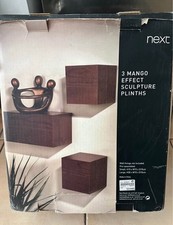 Mango Effect Sculpture Plinth/ Box Floating Shelves New Dark Wood Effect
