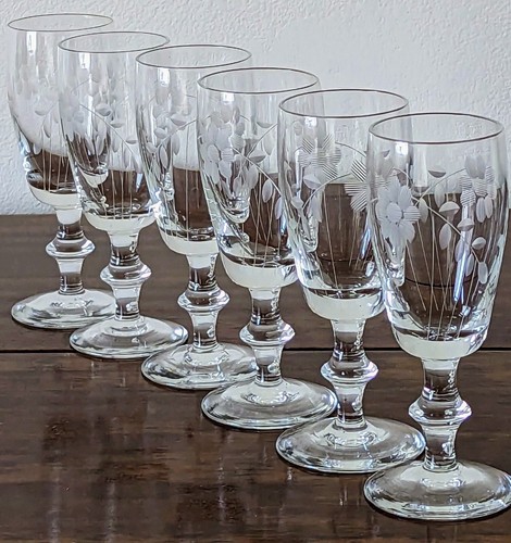 Vintage etched glasses - vintage, 5"