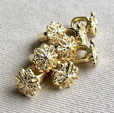8 Adorable Gold Flower Tiny Decorative Buttons, 10mm, Shank, Matching Set