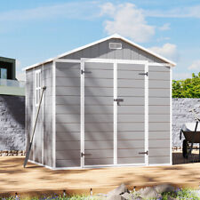 LIFELOOK Heavy Duty Garden Shed 8'x6' Plastic Tool Storage House w/ LockableDoor