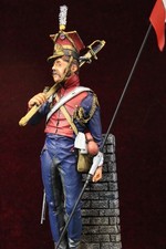 Painted figure of Napoleons Red Lancer 120 mm scale on scenic base.