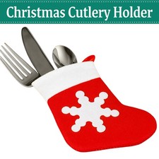 1-500pcs Christmas Socks Pocket Silverware Holders Tableware Cutlery Pouch