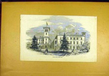 Original Old Antique Print Osborne Garden Building House 1850 19th