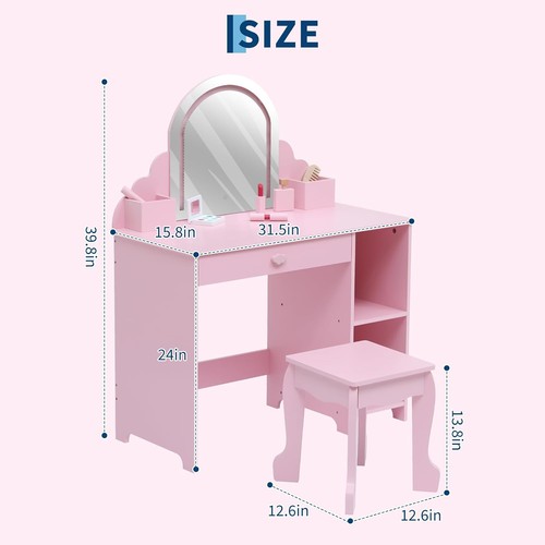 Lighted girl vanity set - lighted, w/