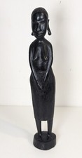 Ebony Carved African Tribal Native Sculpture Woman Fertility Statue 13.5" Tall
