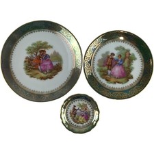 C.P. Limoges Fragonard Decorative Collector Plates Set of 3 Porcelain Vintage