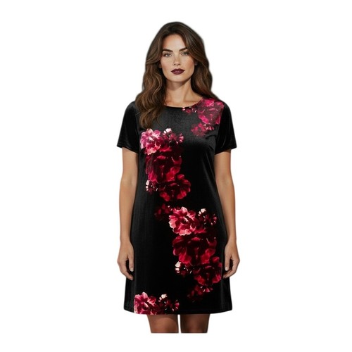 Velvet sheath dress black - 16,
