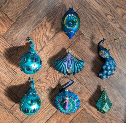 Glass peacock christmas - glass,