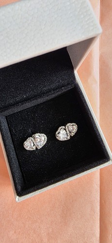 Pandora zirconia double heart - zirconia,