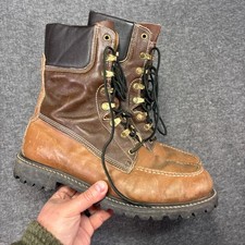 Vintage Iron Age Mens 9 C Work Boots Two Tone Brown  Rugged Vibram Sole