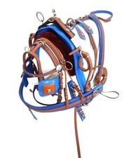 Biothane Driving Harness Brown and Blue size Full Cob Pony Small Pony Shetland