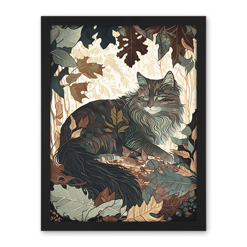 Norwegian forest cat - forest, resting