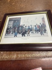 Vintage Framed Waiting For The Shops To Open By L J Lowery Print 43x35cm