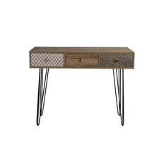Casablanca 3-Drawer Desk - Quirky Elegance with Black Metal Legs &  Workspace