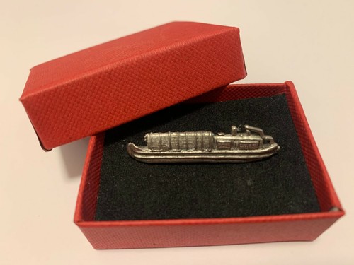 Narrow boat silver pewter pin - boat,