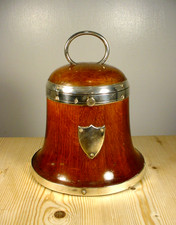 Antique Oak & Silver Plate Bell-Shaped Ice Bucket