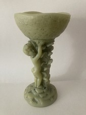 Vintage alabaster resin cherub angel tea light candle holder figurine