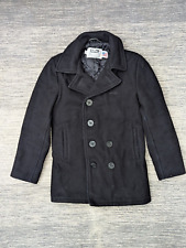 Schott NYC 740N Melton Wool Navy Peacoat jacket - Black, 34 chest