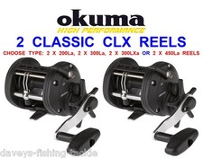 2 NEW OKUMA CLASSIC CLX MULTIPLIER REELS FOR SEA SURF BOAT ROD FISHING LINE RIGS