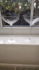 Large Crystal Martini Coup Cocktail Glasses Pair Diamonte Set of 2