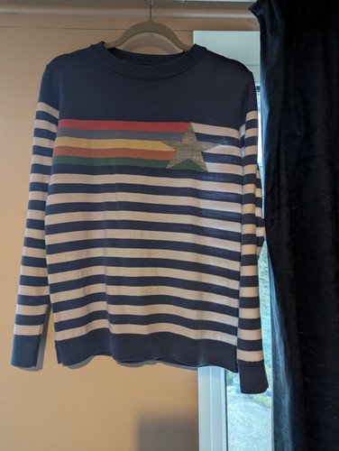 Rainbow stripe and star jumper