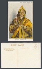 TIBET China Old Postcard Buddhist Priest in N. India Tibetan Lama & Prayer Wheel