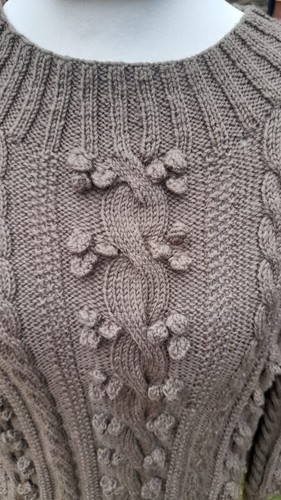 Hanknitted brown arran - hanknitted,