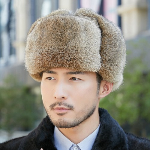 Men real rabbit fur - men's, hat