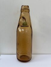 57705 Old Vintage Antique Glass Bottle Codd Patent Hamilton Amber Exeter Skinner