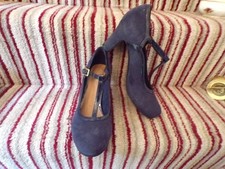 Clarks Artisan Chorus Tempo Mary Jane Shoes UK 6.5 D T-Bar Court Navy Suede VGC