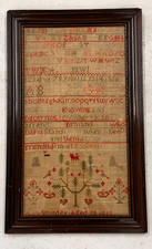 Antique Pictorial Alphabet Needlework  Sampler Framed Anna Winter 1818