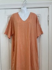 Marimekko x Uniqlo Short Sleeve Jersey Dress - Orange White Stripe - Large - New