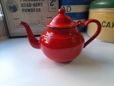 Vintage Enamel Red Teapot