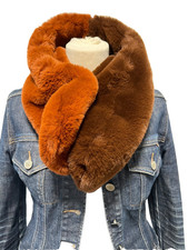 M&S  Ginger Faux Fur Scarf With Magnet Brown and Tan