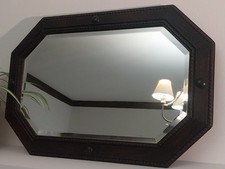 Antique/vintage 1930s oak octagonal bevelled mirror