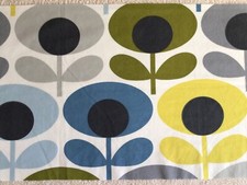 USED 31cm x 69cm W Oval Flower Marine Stem Orla Kiely Lightweight Cotton Fabric