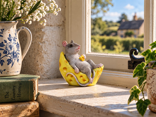 Quirky mouse eating cheese - quirky,