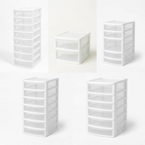 White clear plastic storage - clear,