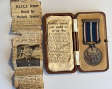 Rare Bronze RSPCA Bravery Medal. For Humanity. Named. 1953. Boxed.Documents.