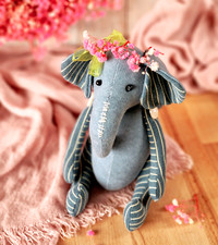 Denim Elephant Doll Sewing PATTERN, Soft Toy Photo Tutorial, by My Fabric Heaven