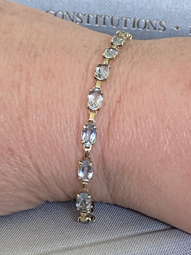 9ct gold aquamarine tennis - ,